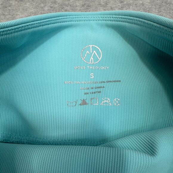 Move Theology Two Stripe Leggings WMNS S Teal Yellow Deluxe Rib Pull On Stretchy - Picture 3 of 11